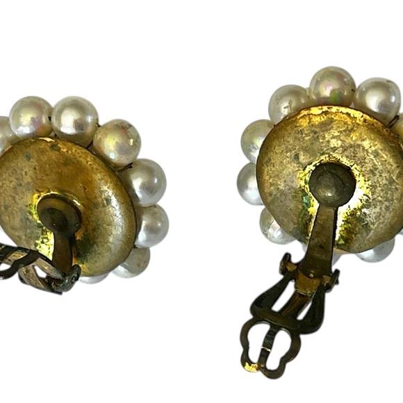 2 Pairs MCM Japan Clip-On Faux Pearl and Black & Faceted West Germany Earrings - Picture 13 of 16